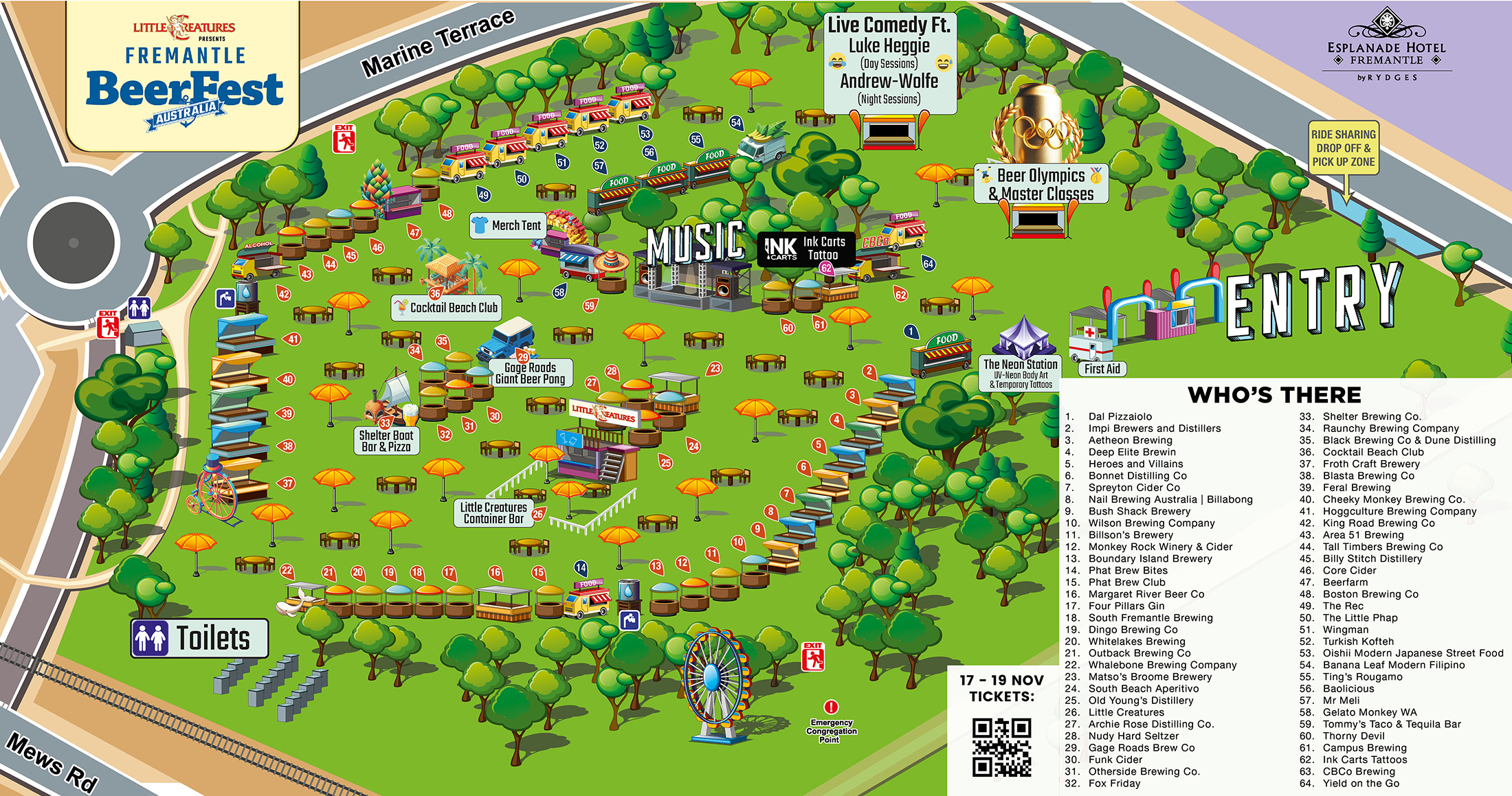 The festival map for Fremantle BeerFest 2023