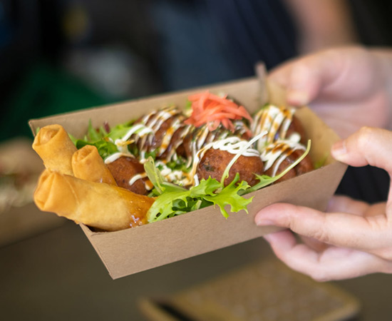 Arancini balls and spring rolls